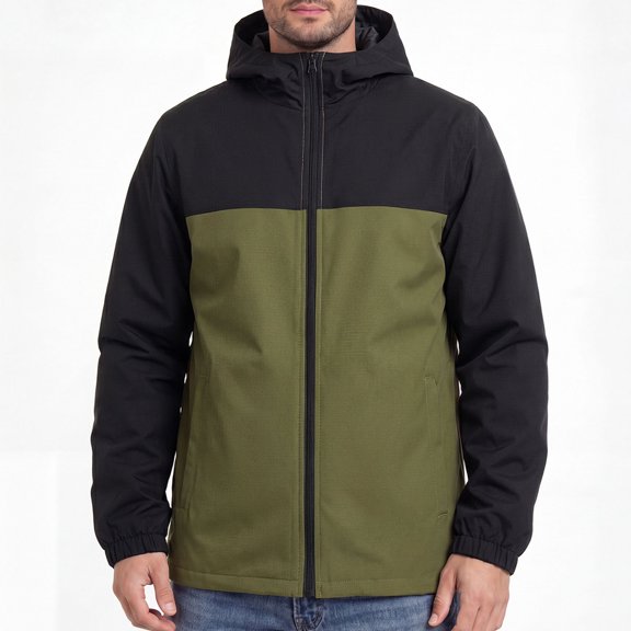 Men's Lightweight Outdoor Jacket Winter Solid Hooded Zipper Windproof Coat with Pockets Casual Long Sleeve Outwear Windbreaker Jacket For Work Cycling Hiking