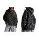 thumbnail image 3 of Sudadera con Capucha Extragrande para Mujer, con Bordado Floral, Bloques de Color, Deshilachada, Larga Negro L, 3 of 8
