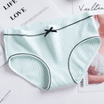 thumbnail image 2 of Fulorrnie Women's Cotton Mid Rise Seamless Panties Ribbed Texture Lace Trim Briefs Bow Detail Comfort Waistband Underwear, Mint Green, XXL, 2 of 3