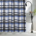 thumbnail image 2 of Tartan Black Blue Farmhouse Vintage Plaid Shower Curtain for Bathroom, Geometric Line Art Waterproof Shower Curtains Washable Quick Dry with Hooks Bathtub Curtains 60x72IN, 2 of 9