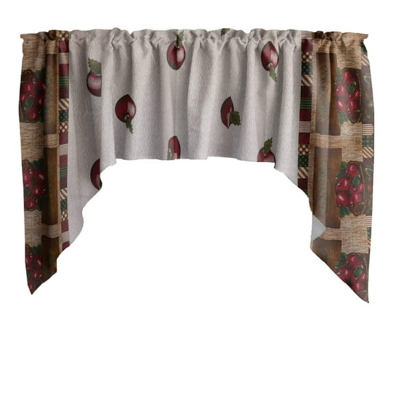 Swag Valance Cotton Orchard Grown Apples Print 58" Wide / 36" Tall