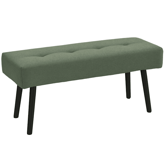 Banc d'Entrée de 39 Pouces avec Siège Rembourré et Pattes en Acier pour Chambre, Vert