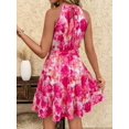 thumbnail image 2 of Hot Pink Clasi Halter Tie Waist A-Line Dress, Suitable For Vacation, 2 of 7