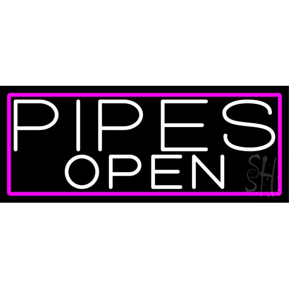 White Pipes Open With Pink Border LED Neon Sign 10 x 24 - inches, Clear Edge Cut Acrylic Backing, with Dimmer - Bright and Premium built indoor LED Neon Sign for Bar decor.