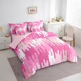 thumbnail image 3 of Feelyou Pink Art Abstract Bedding Comforter Set 7pcs, Fashion Watercolor Queen Bedding Sets, Teens Kids Girls Women Reversible Queen Sheet Sets, Ultra Soft Bedroom Decor, 3 of 7