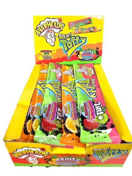 Warheads Sour Taffy 2 in 1 Tropical Flavors 1.5 Ounce Bar - Pineapple ...