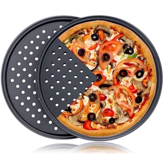 Donepart 2 Pack 12 Inch Pizza Pan with Holes, Nonstick Perforated Pizza Crisper Pan for Oven, Carbon Steel Pizza Tray for Frozen & Homemade Pizza