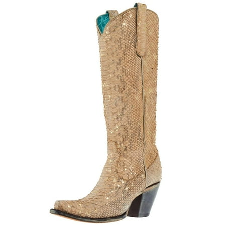 

Corral Boots Womens A4295 Women`s Corral Full Python 13` Boot 9 B Nude
