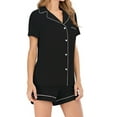 thumbnail image 2 of FAIWAD Women Pajamas Set Short Sleeve Lapel Button Shirt Tops and Elastic Waist Short Pants, 2 of 6