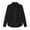 Black, variant on Perfectbot Women's Ruffled Front Button Down Shirt, Casual Long Sleeve Dressy Blouse, Relaxed Fit Solid Color