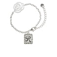 thumbnail image 2 of Delight Jewelry Silvertone Pebble Border Initial - R Silver-tone Flower Link Chain Bracelet, 6.75"+2" Extender, 2 of 4