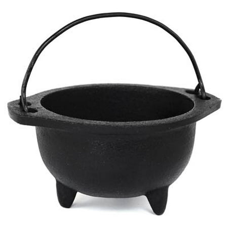 Cauldron Cast Iron Plain Face 3 Footed Pot with Hanging Handle Can Be Used For Burning Incense Cones Resins and Powders Meditation Relaxation Tool