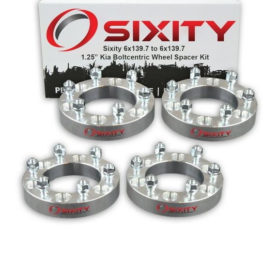Sixity Auto 4 pc 1.25" 6x139.7 Wheel Spacers compatible with Kia Sedona M12x1.5mm 1.25in Studs Lugs
