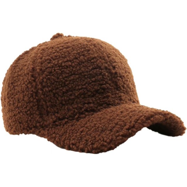 LinYooLi Winter Baseball Cap for Women Lamb Wool Solid Color Warm Visor Teddy Fleece Hat for Outdoor Travel Adjustable