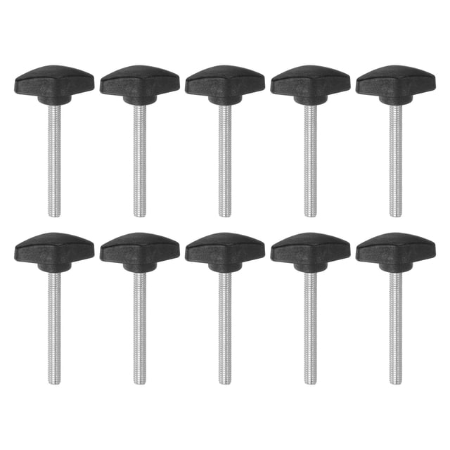 Unique Bargains 10 Packs M6 x 60mm Male Thread Tee Wing Knobs Thumb Screw Clamping Knobs Grip Black