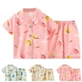 thumbnail image 4 of YDOJG Kids Toddler Outfit Suit Boys Girls Short Sleeve Clothing Children Pajamas Cartoon Rabbit Sleepwear Tops Shorts Outfits, 4 of 4
