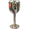 thumbnail image 3 of Ebros Black Floral Sugar Skull Wine Goblet Chalice Beverage Drinkware 7.25"H, 3 of 8