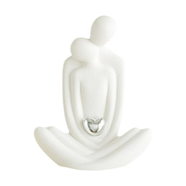 Pareja amantes de la estatua adorno abrazando figura de pareja para la decoración del día de San Valentín regalos de boda apartament hotel decoración Corazón de amor plateado