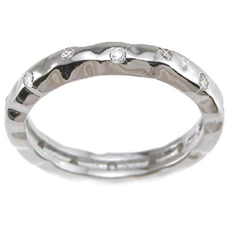 Plutus kkr6429d 925 Sterling Silver Rhodium Finish CZ Brilliant Fashion Wedding Band Size 9