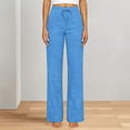 thumbnail image 6 of Hurxie Wide Leg Pants for Women Flowy Palazzo Drawstring Elastic Waist Trousers with Pockets Summer Beach Vacation Clothes Blue,M, 6 of 8