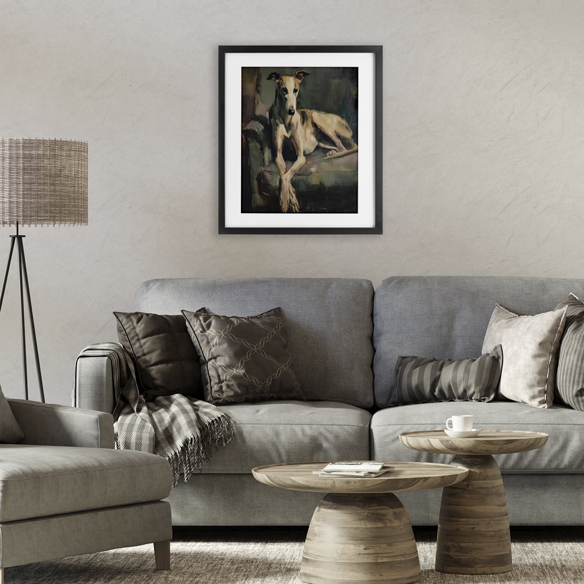 Stupell Industries Regal Comfort Whippet Dog Black Framed Print Under Glass, design by Svetlana Aleynikova