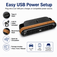 thumbnail image 6 of USB Car Fan for Backseat, 3 Speed Headrest Fan with Wood Grain Rear Seat Air Circulator and Type-C Cord, black, 6 of 6