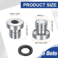 thumbnail image 2 of M12 x 1 Stainless Steel Pipe Plug 5 Pcs Metric Male Internal Hex Thread Socket with Washer, 2 of 7