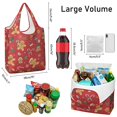 thumbnail image 3 of 5 Pack Foldable Shopping Bag,Red Christmas Gingerbread Man Pattern Reusable Grocery Bags with Pockets,Large Reusable Tote Bags with Handles Waterproof & Lightweight, 3 of 6