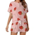 thumbnail image 1 of NICKSUN Ensemble de Pyjama d'Été 2 Pcs pour Femmes, Vêtements de Nuit Doux et Confortables avec Short de Détente, Fruit Rétro d'Été, TG, 1 of 7