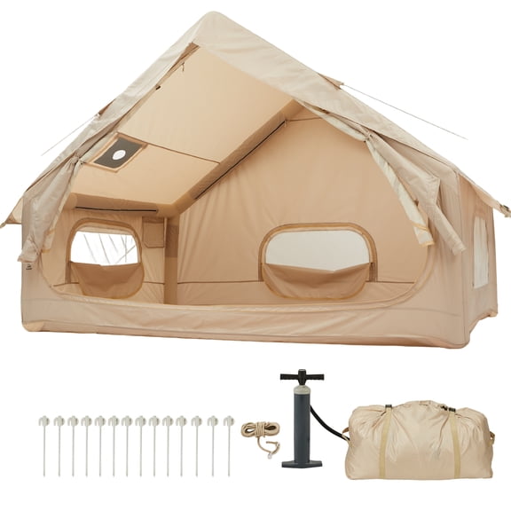 Inflatable Camping Tent for 2-4 Person, Waterproof Oxford Fabric, 5-Minute Setup Air Tent with Manual Pump.