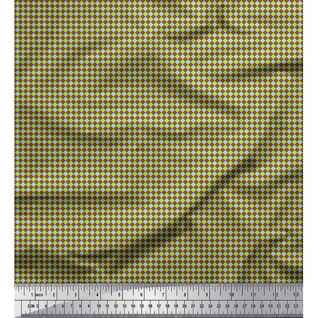 Soimoi Brown Georgette Viscose Fabric Diamond Geometric Decor Fabric Printed Yard 42 Inch Wide