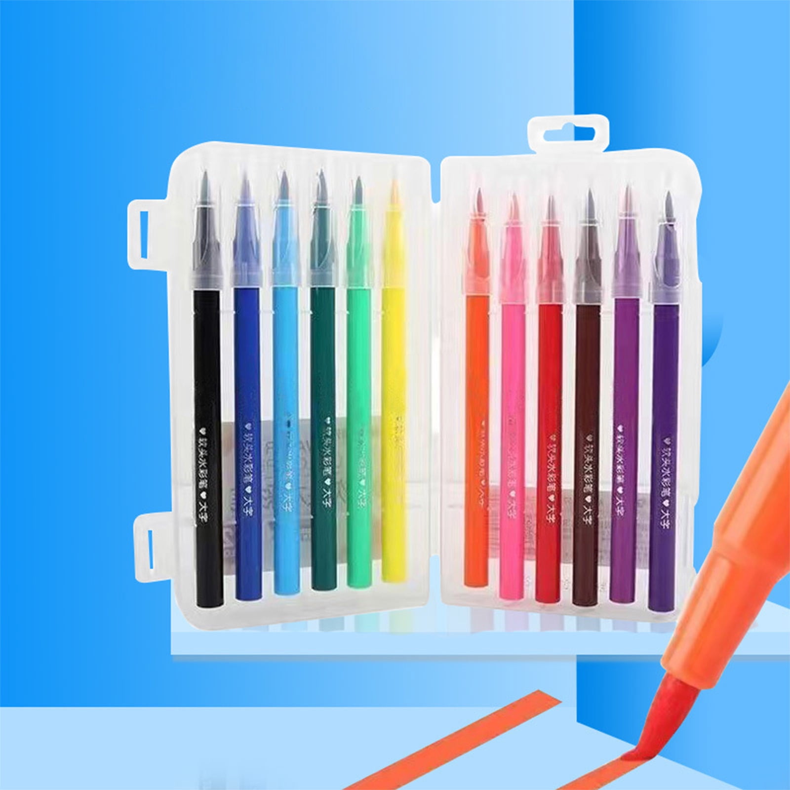 SHENGXINY 12PCS Acrylic Paint Markers Multi Functional Watercolor Brush Pen for Drawing Journaling Handmade Gifts Flexible Nylon Tip Rich Color Gradient Even Ink Flow Durable Pigment