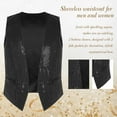 thumbnail image 3 of Kaerm Men's Sequin Vest Shiny Suit Vest V-Neck Party Dress Jacket Tuxedo Waistcoat Black M, 3 of 6