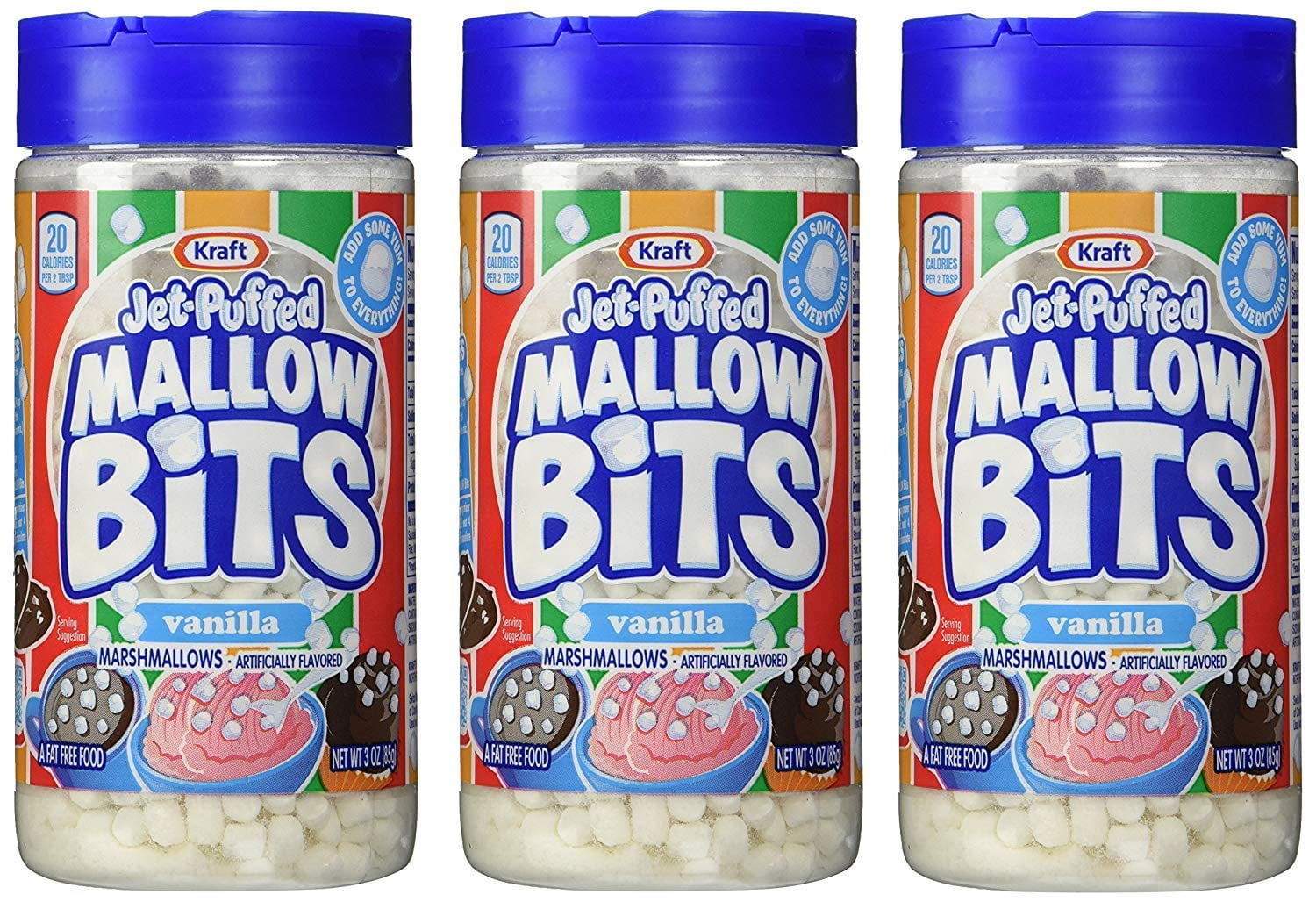 Kraft JetPuffed Mallow Bits Vanilla Flavor Marshmallows, 3 Oz Bottles (Pack Of 3) Pack Of 3