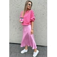 thumbnail image 3 of Casuashion Sachet Pink Striped Crew Neck Sweatshirt - Drop Shoulder Comfort, Fashionable Fit!, 3 of 8