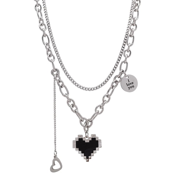 Collares de corazón de plata para mujer Collares de corazón para niñas Collar de corazón y cadena Joyería atrevida Regalo para San Valentín