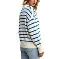thumbnail image 3 of jinghuiyue Womens V Neck Sweater Long Sleeve Polo Striped Pullover Sweater Casual Knitted Loose Fall Tops L, 3 of 6