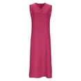 thumbnail image 5 of Mgmyaa Robe Longue Décontractée pour Femmes Été Sans Manches Col en V Robe Maxi Fête Mariage Vacances Plage Robe d'Été, 5 of 5