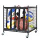 thumbnail image 1 of Carro rodante para almacenamiento de pelotas deportivas Snail, estante de almacenamiento para pelotas deportivas con cerradura y correas elásticas, jaula de bolas apilable para organizador de almacena, 1 of 1