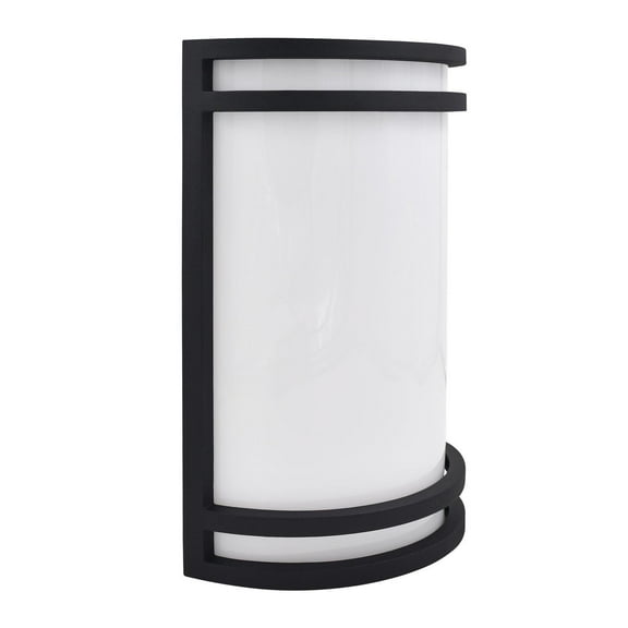 Luxrite LED Outdoor Wall Light Fixture, 10in Half Cylinder Wall Sconce, Black Aluminum, 5CCT Selectable 2700K-5000K, 15W, IP54 Waterproof, ETL Listed, Outside Lights for House, Porch, Patio
