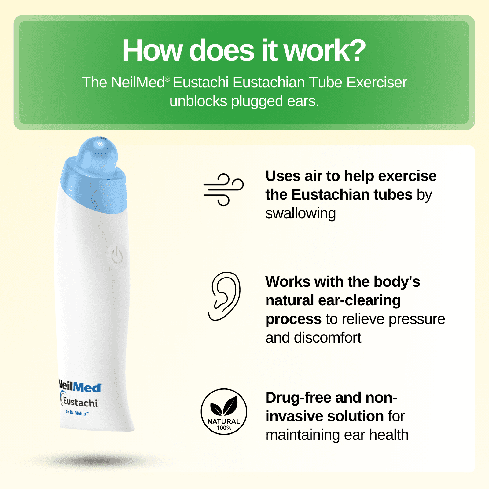 NeilMed Eustachi Ear Pressure Relief Device, 1 count, for Blocked Ears