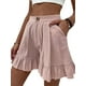 thumbnail image 2 of Txlixc Pantalones cortos casuales de verano para mujer, pantalones de pierna ancha de cintura alta de color sólido con dobladillo con volantes, S/ M/ L/ XL/ XXL Txlixc Estilo de ocio, 2 of 5