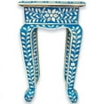 thumbnail image 4 of Favors Handicraft 12" Square Floral Bone Inlay Accent Side Table in Blue, 4 of 6