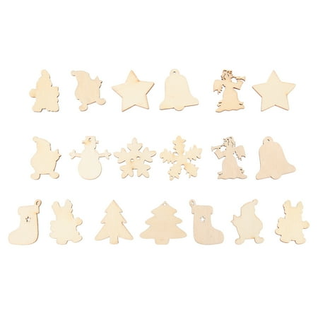 

NUOLUX 50pcs Natural Wooden Christmas Series Slice Scrapbooking Embellishments DIY Craft Decor