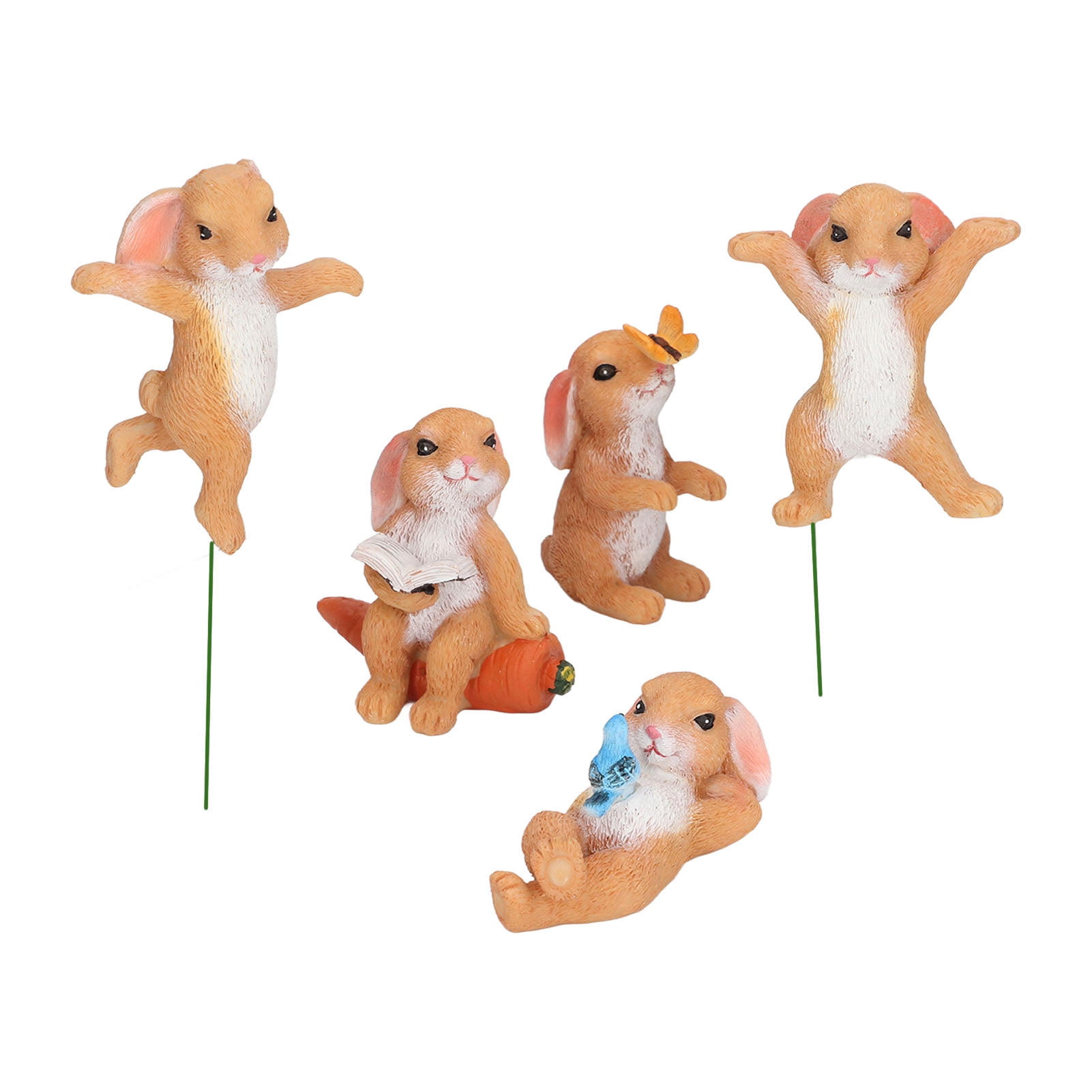 Garden Bunny Figurines, 5 Pcs Cute Style Bunny Figurines Resin Material