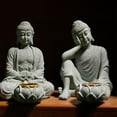 thumbnail image 4 of Meditating Buddhas Figurine Stone Sculpture with Tealight Holder Meditation Statue Garden and Indoor Decoration, 4 of 8