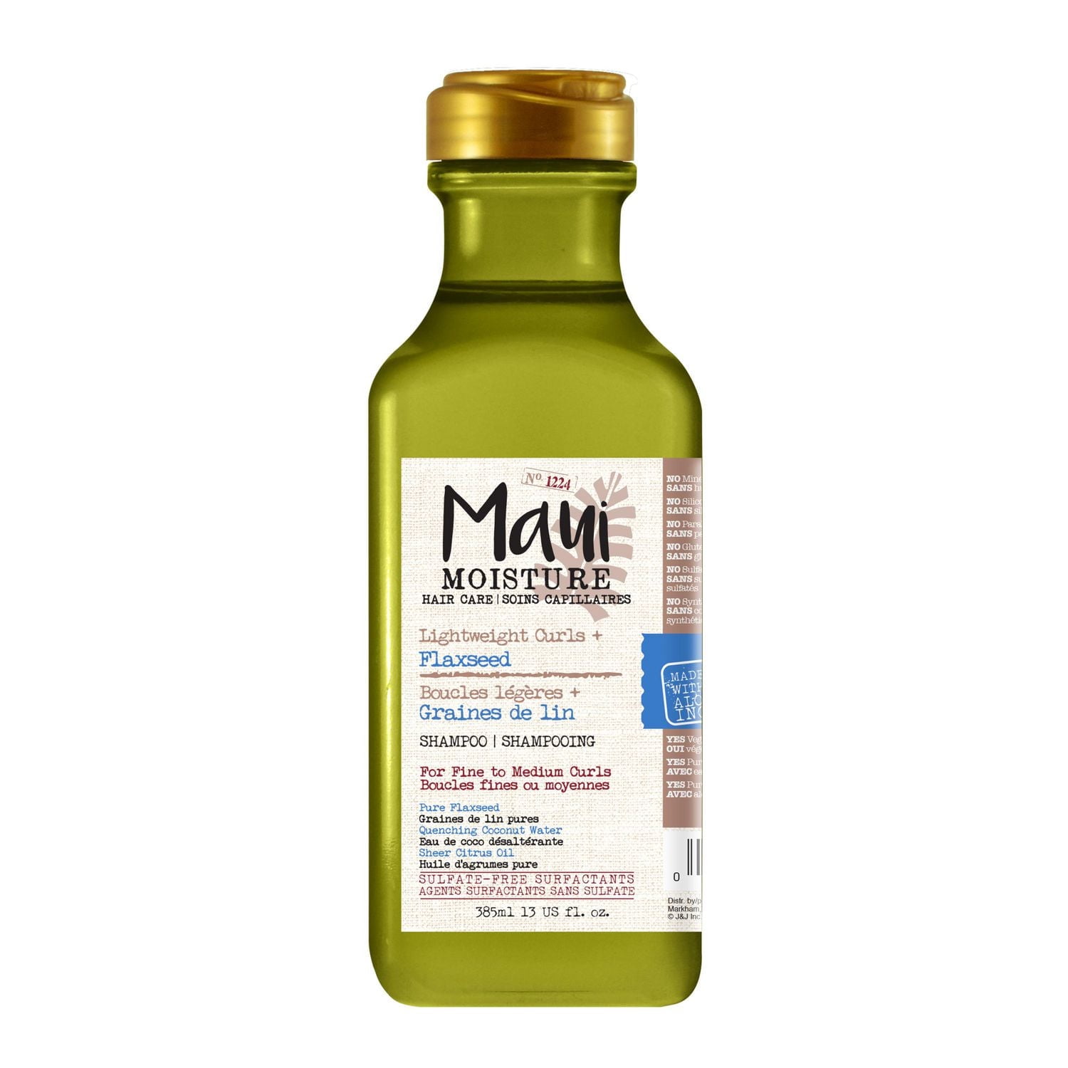 Maui Moisture Shampooing Boucles légères + Graines de lin, sans parabènes ni silicone 385 ml