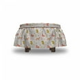 thumbnail image 4 of Cartoon Ottoman Cover, Exotic Leopards Art, 2 Piece Slipcover Set with Ruffle Skirt for Square Round Cube Footstool Decorative Home Accent, Standard Size, Salmon and Peach, by Ambesonne, 4 of 5