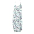 thumbnail image 4 of SMihono Robe Maxi Bohème d'Été pour Femmes Grande Taille Mode Femme Bretelles Taille Mi-Haute Col en V Sans Manches Rayée Imprimée Robe Longue de Plage, 4 of 5
