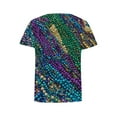 thumbnail image 4 of Cadancy Womens Mardi Gras Shirt Short Sleeve Holiday Funny Graphic Crewneck Pullover Tee Shirts Trendy Casual Rave Party Carnival Outfits Loose Fit Blouse, 4 of 5